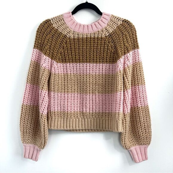 Finders Keepers Mariposa Striped Chunky Knit Crewneck Pullover Sweater Size XS - Picture 4 of 16